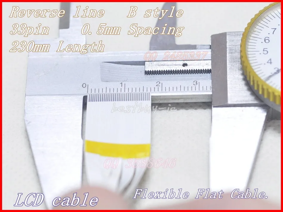 كابل LCD بخط عكسي ، مباعد 0.5 مللي متر ، طول 230 مللي متر ، 33 دبوس B/كابل مسطح مرن FFC 33P * 0.5B * 230 مللي متر