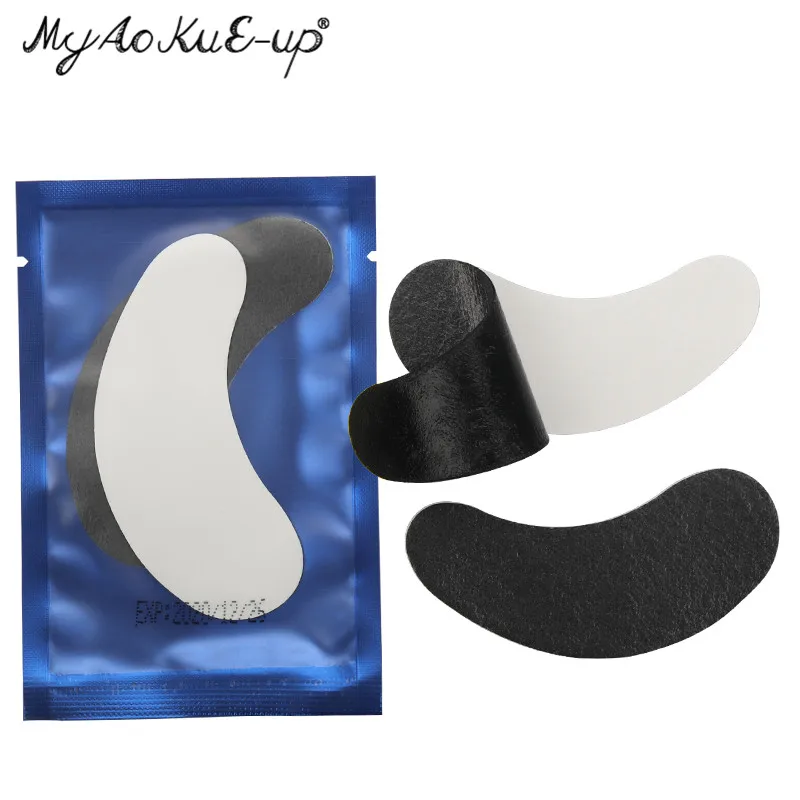 Schwarze Film-Augen-Gel-Patches für Wimpernverlängerungswerkzeuge, Perle, 50 Paar Augenspitzen, Aufkleber, Wraps, Make-up-Werkzeug unter den Augenpads – Detail 10