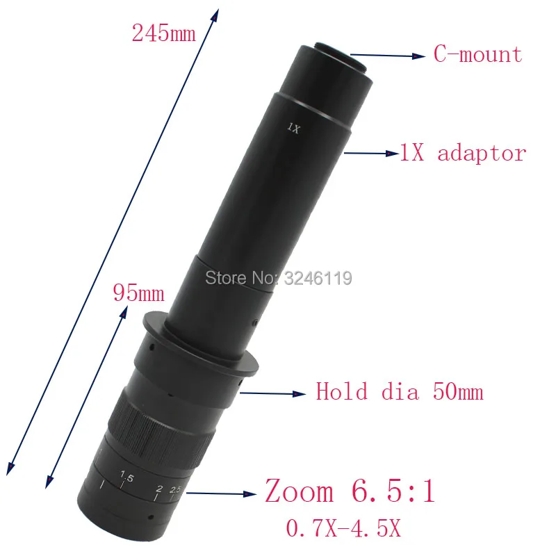 180X 300X Adjustable Magnification 25mm Zoom C-mount Lens 0.7X~4.5X Industry Microscope Camera Eyepiece Magnifier