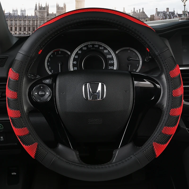 Car Steering Wheel Cover Leather Steering Wheel Covers For Honda Accord City Civic Fit Brio CRV HRV Mobilio Odyssey Accessories