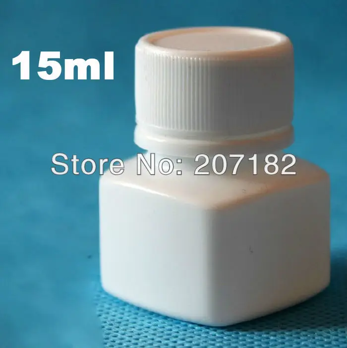 

(300pcs/lot) 15ml/15g white color square HDPE bottle, aluminum foil pad pill bottle