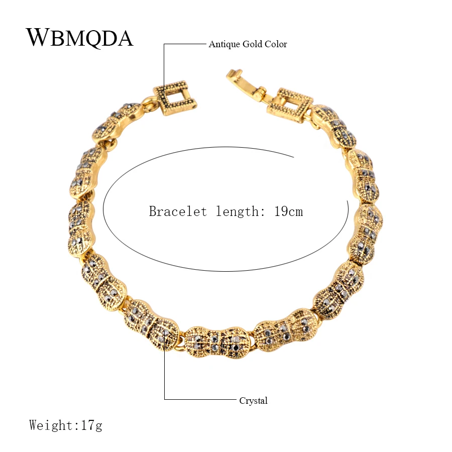 WBMQDA Womans Ancient Gold Color Bracelet Bohemian Holiday Jewelry Bracelets For Women Bracelet Femme Pulseras Mujer