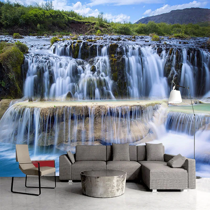 

3D Wallpaper Waterfalls Nature Landscape Photo Wall Murals Living Room TV Sofa Background Eco-Friendly Waterproof 3 D Wall Cloth