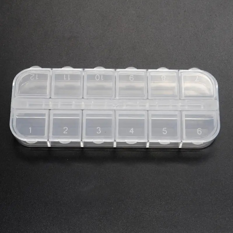 12 Grids Plastic Storage Case Small Thing Container Nail Art Products Box Rhinestone Earring Jewelry Compartment Storages Casing