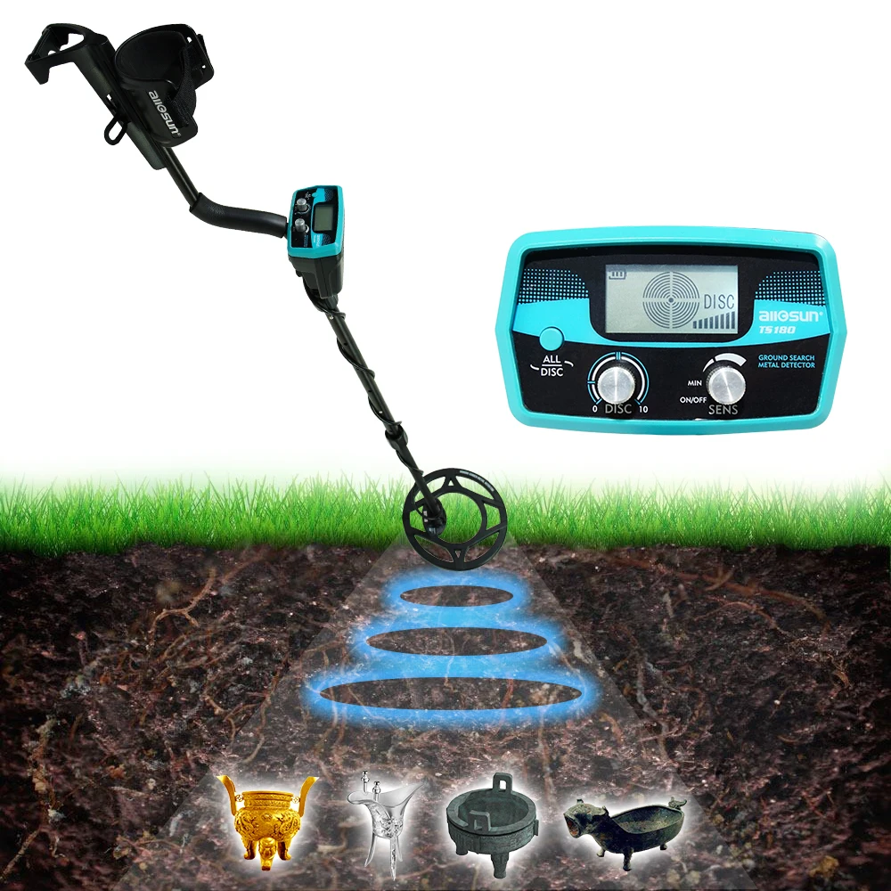 All-Sun TS180 Professional Underground Metal Detector Waterproof  Gold Finder Treasure Hunter Length Adjustable