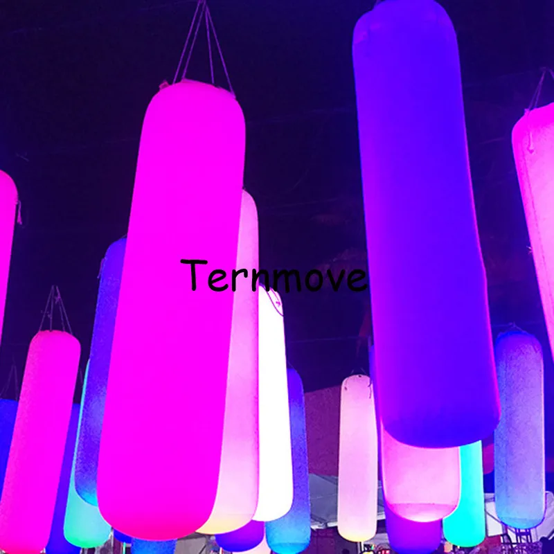 Pilar de iluminación LED brillante para eventos, iluminación inflable colgante, tubo en pista, juego divertido, bola con forma de bolsa de arena