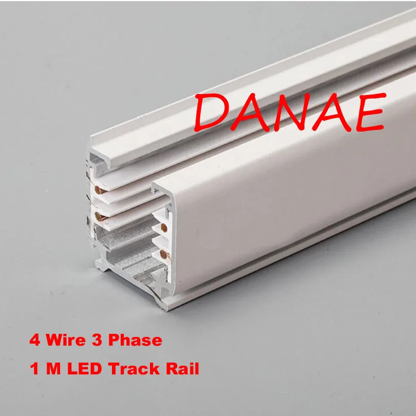 Alumínio LED Track Light Rail, 3 Phase Circuit, 4 Fios, Sistema de Iluminação Global, Universal Rails, Lamp Rail, 1m