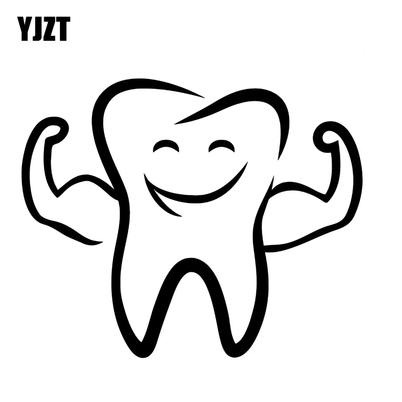 YJZT 17X14CM Cartoon Funny TEETH Smile Vinyl Decal Car-styling Car Window Sticker Black/Silver S8-1423