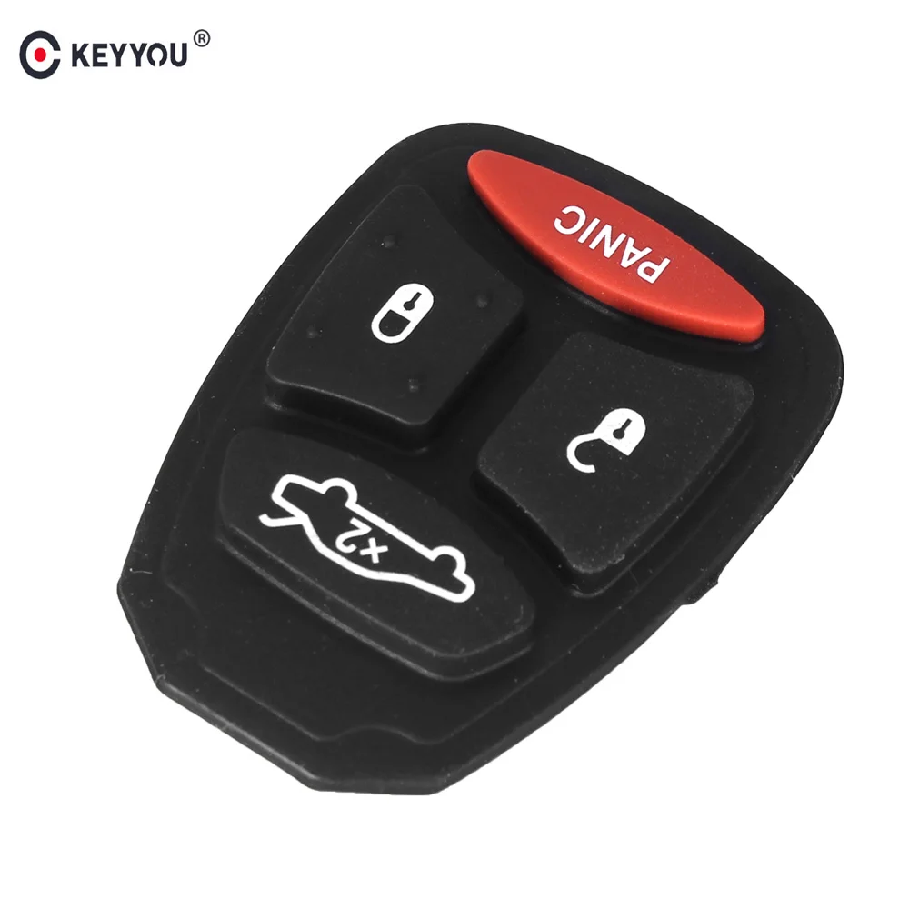 

KEYYOU For Chrysler Dodge Jeep 4 Buttons Remote Key Fob Replacement Remote Buttons Rubber Pad Repair Key Cover Case