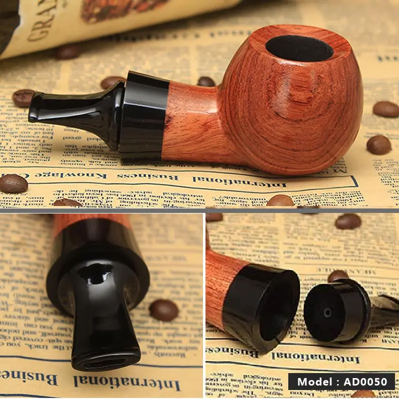 MUXIANG 12 Types Free 10 Pipe Tools Straight kevazingo wood Tobacco Pipe Handmade churchwarden Smoking Pipe China ad0001-ad0050