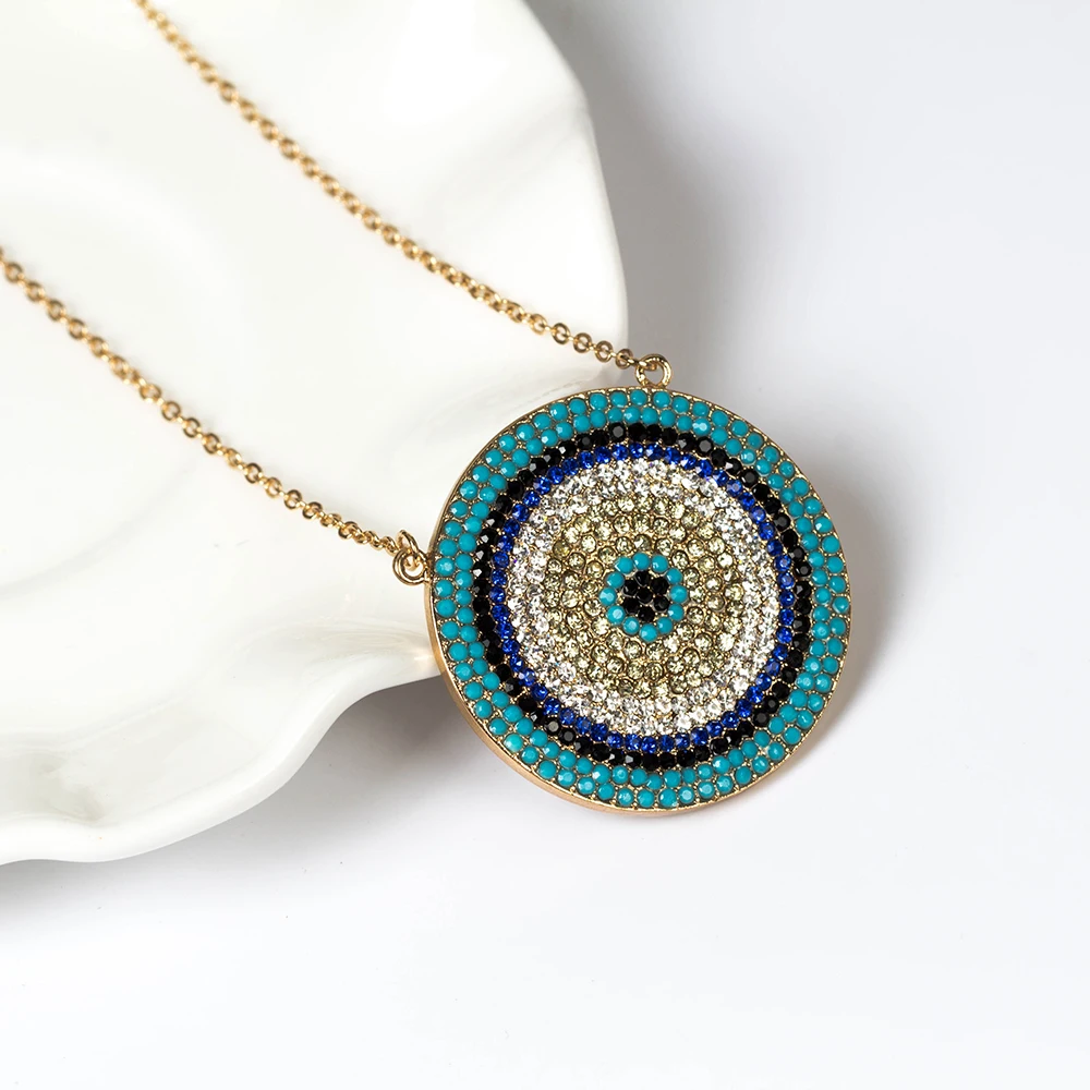 EVIL EYE Pendant Necklace Choker Gold Color Chain Round Evil Eye Necklace Charm Neck Jewelry Accessories for Women Girls EY5229