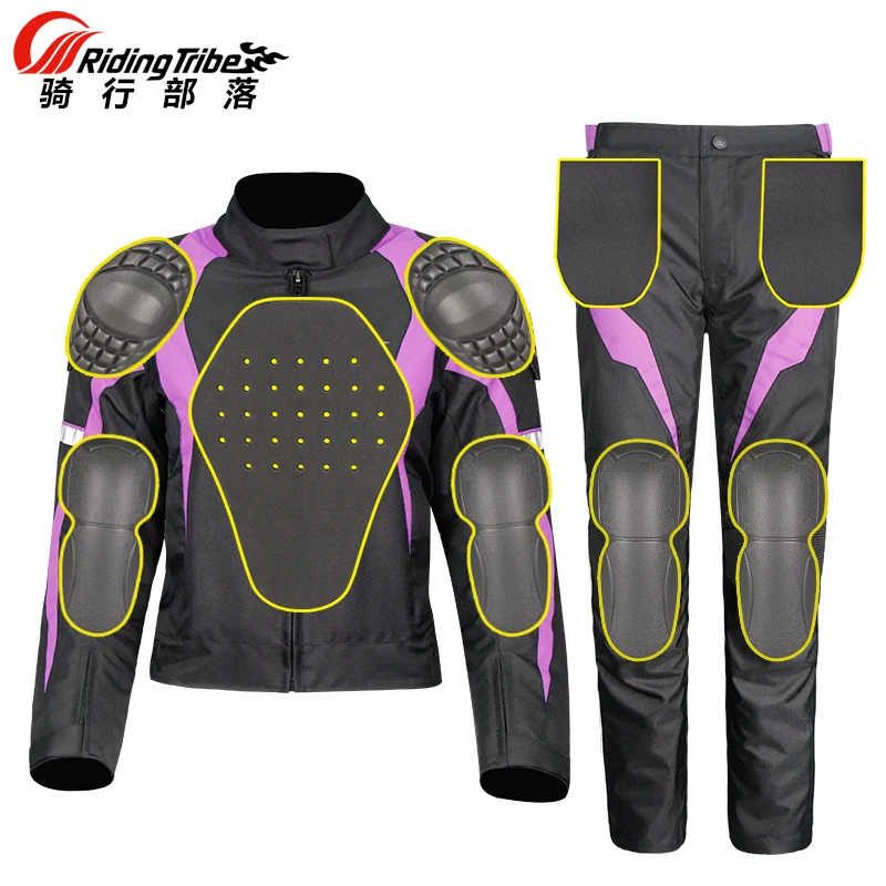 Riding Tribe Women\'s Motorcycle Jacket Waterproof Protective Gear Jacket & Moto Pants Suit Jacket Touring Motorbike Clothing Set