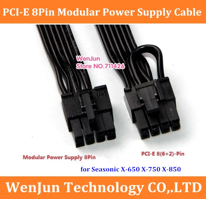 High Quality 18AWG Black PCI-E 8 Pin to 8pin(6+2) Modular Power Supply Cable for Seasonic X-650 X-750 X-850 & KM3 Series