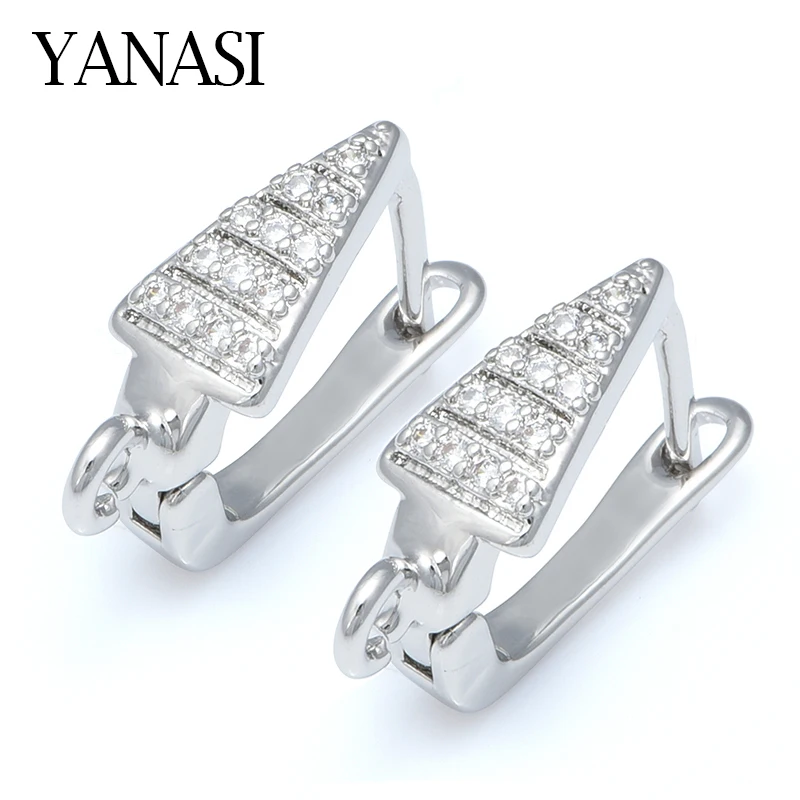 Triangle Earring Hooks For Jewelry Making  Cubic Zirconia CZ Gold Silver Earrings Clasps DIY Woman Jewellery Gift