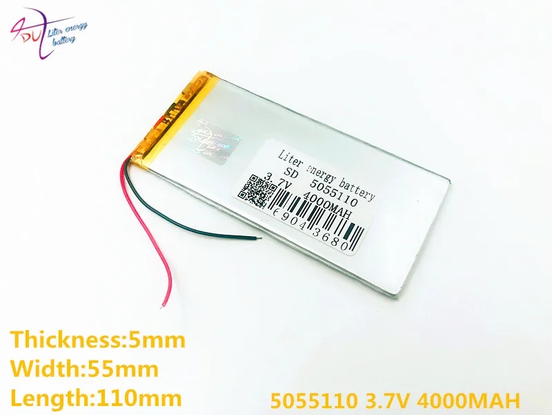 3,7 V 4000 mAh 5055110 0555110   Celle della batteria ricaricabili agli ioni di litio Li-Po ai polimeri di litio da un litro per Bluetooth mobile GPS MP5
