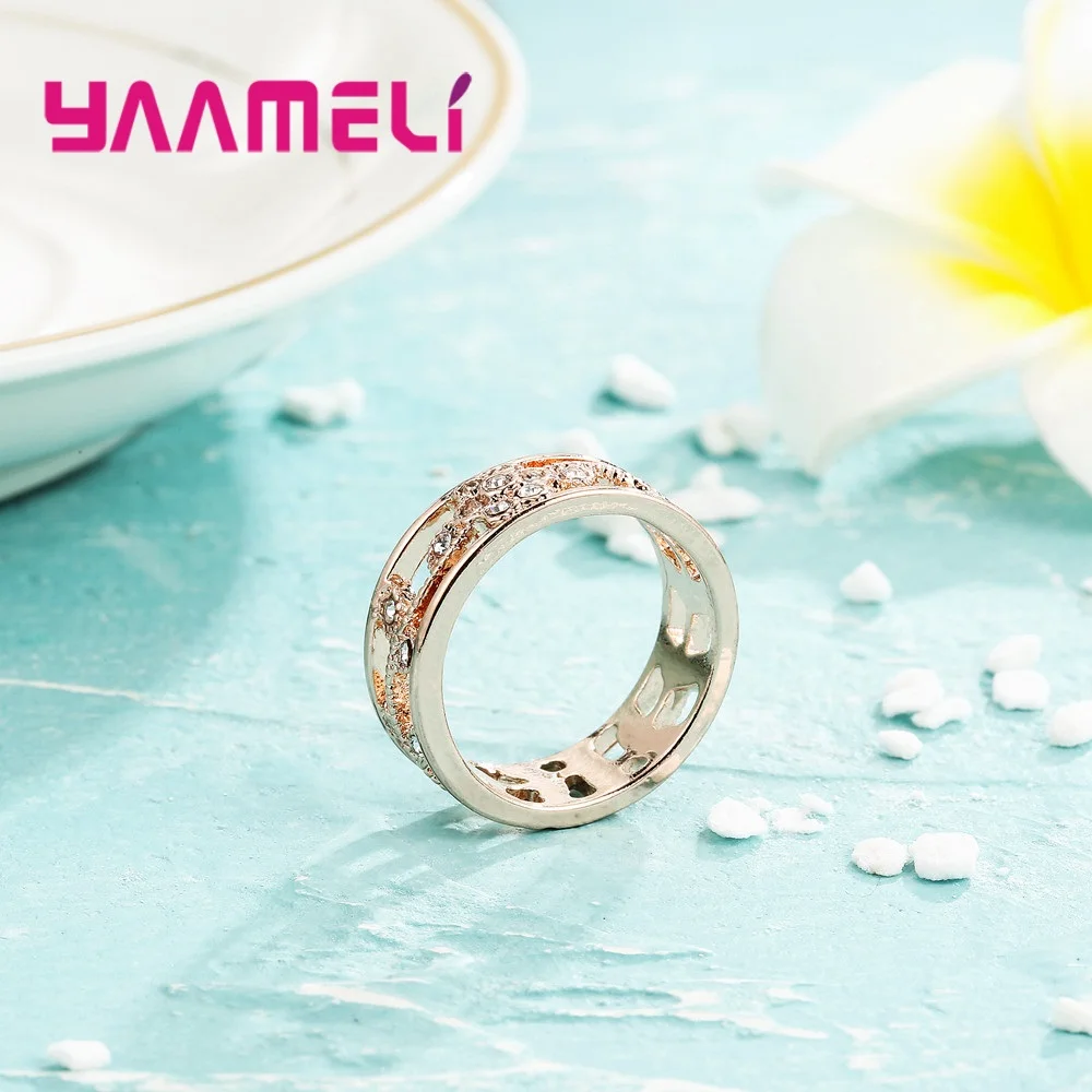 Giá Rẻ Nhất Rộng Hoa Hồng Vàng Ngón Tay Nhẫn Cứng Pha Lê Áo AAA + Đá Cubic Zirconia Trang Sức Cho Nữ Nữ Hiện Nay