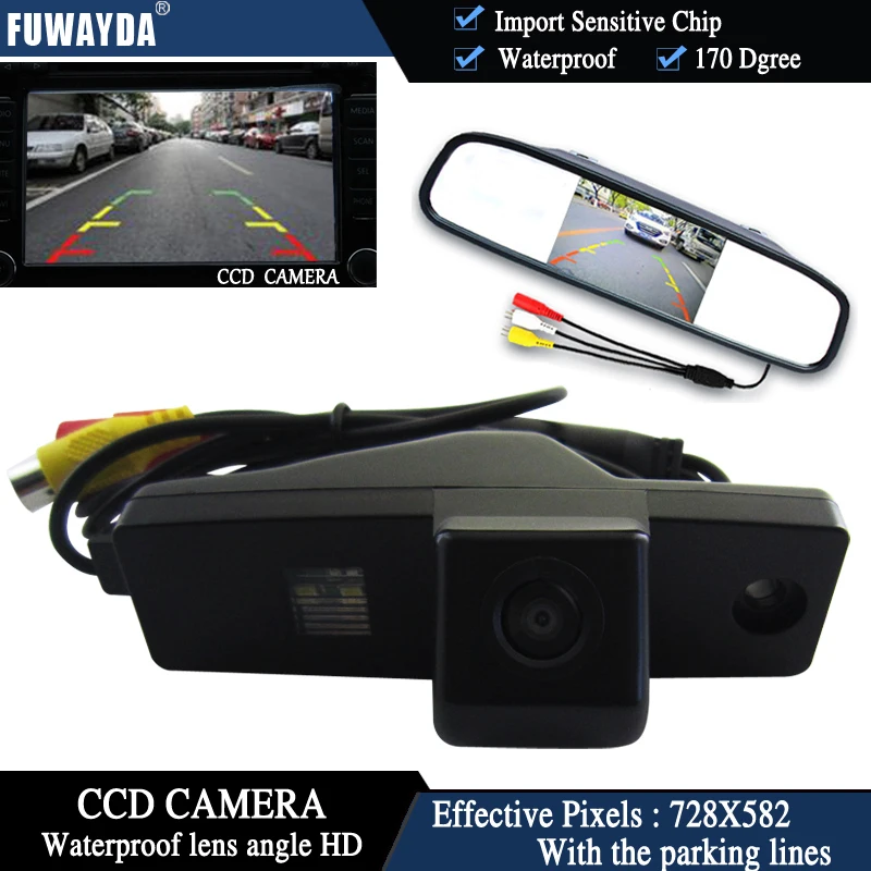 FUWAYDA Color CCD Chip Car RearView Camera for Toyota Highlander Kluger Lexus RX300+4.3 Inch  rearview Mirror Monitor WATERPROOF