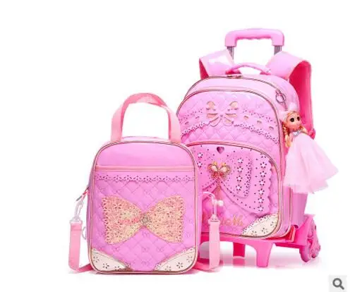 Student School Bag On wheels Children luggage Rolling Bags wheeled  Backpacks bag for Girls Travel Trolley backpack bags for kid