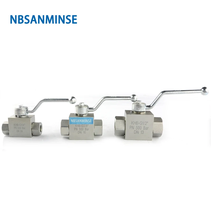 NBSANMINSE-válvula de bola hidráulica de alta presión KHB 1/8, 1/4, 3/8, 1/2, acero al carbono NPT G, válvula Manual, industria de ingenieros, válvula de encendido y apagado
