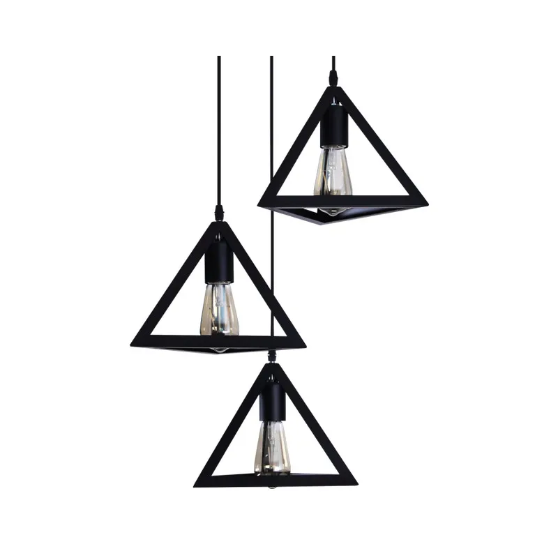 Industrial Triangle LED Pendant Lamp Black Metal Handing Lights Famous Nordic Designer  Vintage E27 90-240V Living Room Bedroom