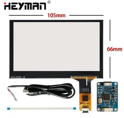 4.3 Inch 105mm*66mm Capacitive Digitizer Raspberry Pi GPS Navigation Touch Screen Panel Glass+USB Driver Board