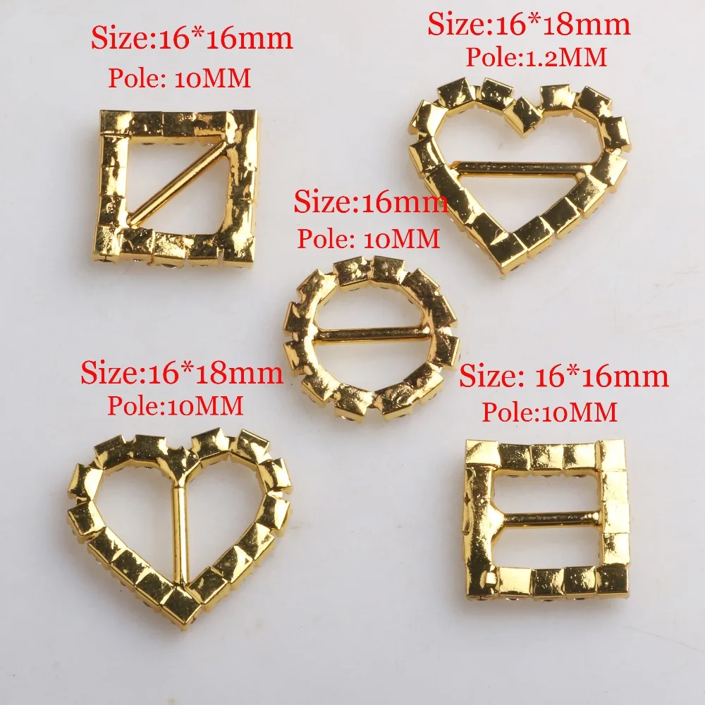 10pcs/pack mix Gold Rhinestone buckles slide buckles/DIY hair accessory/Wedding Initiation Ribbon Crystal