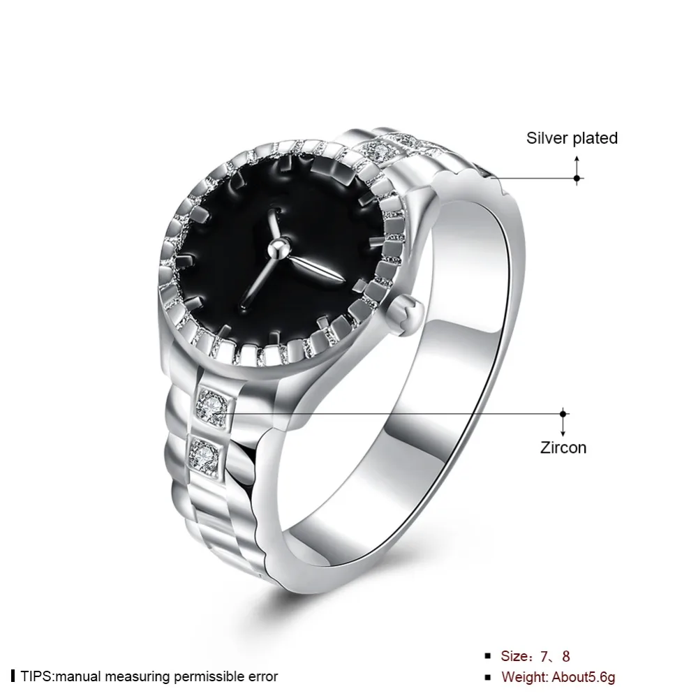 Christmas gift for women girl Watch style ring Lovely Wedding party silver color ring Cute noble fashion classic Jewelry R887