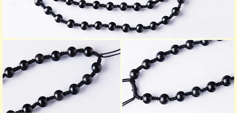 Black Obsidian 6mm Beads Necklace For Pendant Natural Stone DIY Lucky Beads Chain Necklace Jewelry Accessories For Men/Women