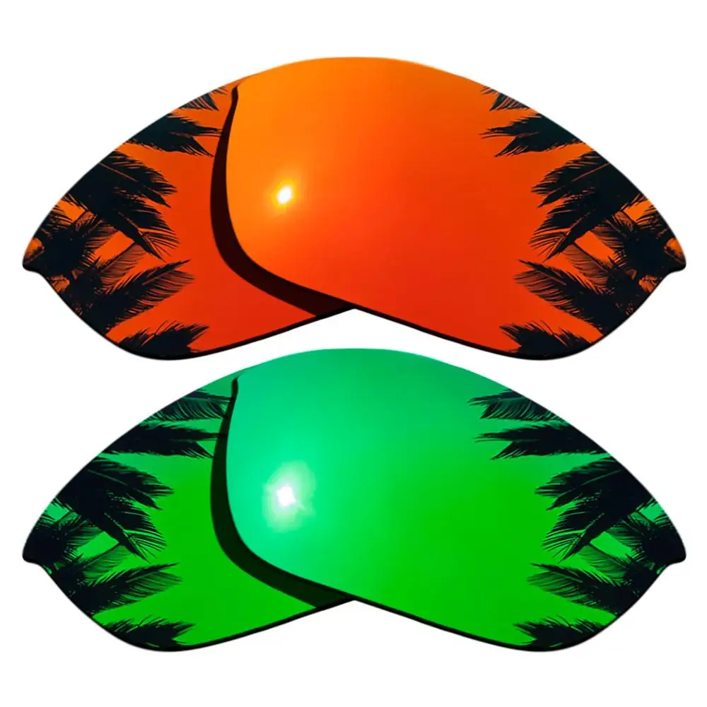 Orange Red Mirrored & Green Mirrored Polarized Replacement Lenses for-Oakley Half Jacket 2.0 Frame 100% UVA & UVB