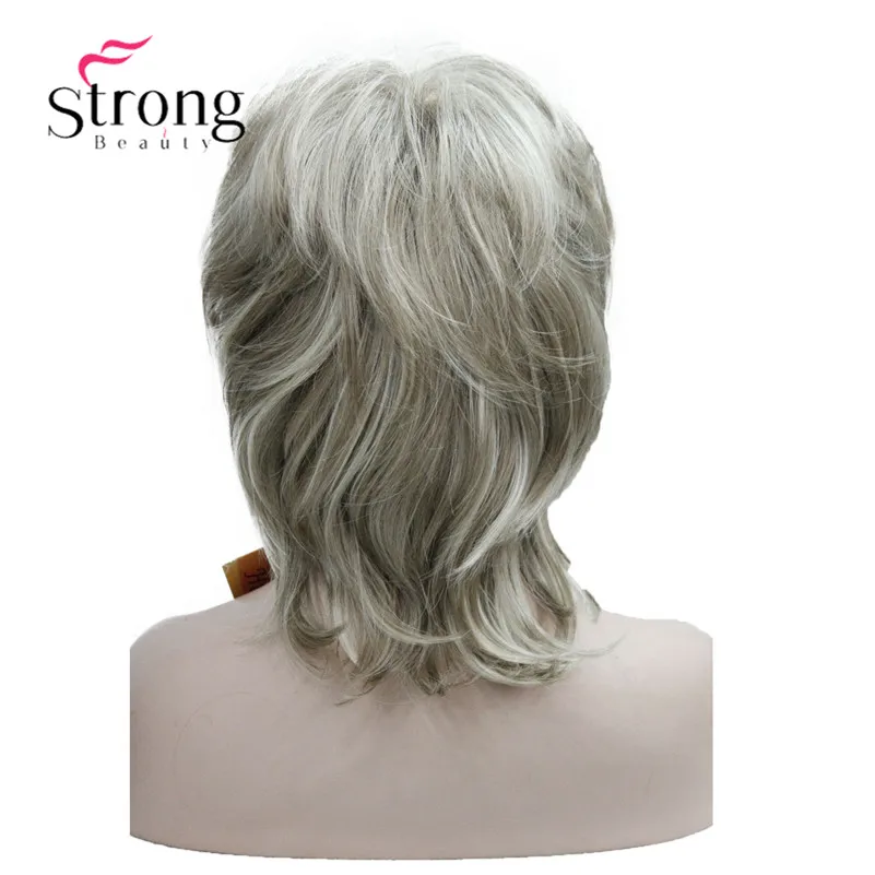 StrongBeauty-peluca sintética completa para mujer, pelo corto de capas, marrón con reflejos rubios, opciones de colores