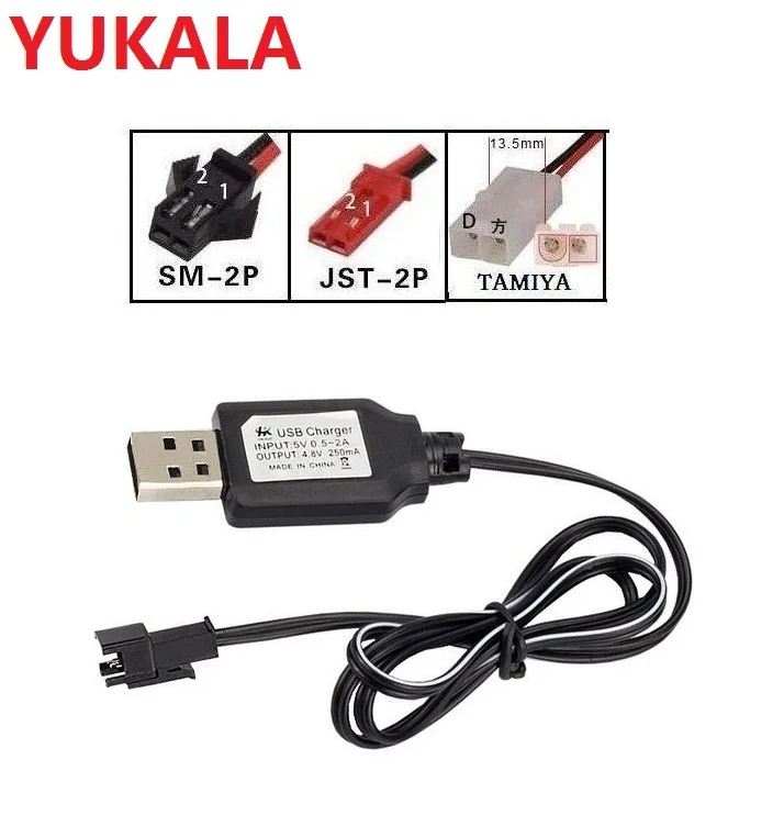 2pc 3.6V 4.8V 6.0V 7.2V 9.6V USB charger USB charging cable for 3.6V 4.8V 6.0V 7.2V 9.6V Ni-CD/Ni-MH rechargeable battery