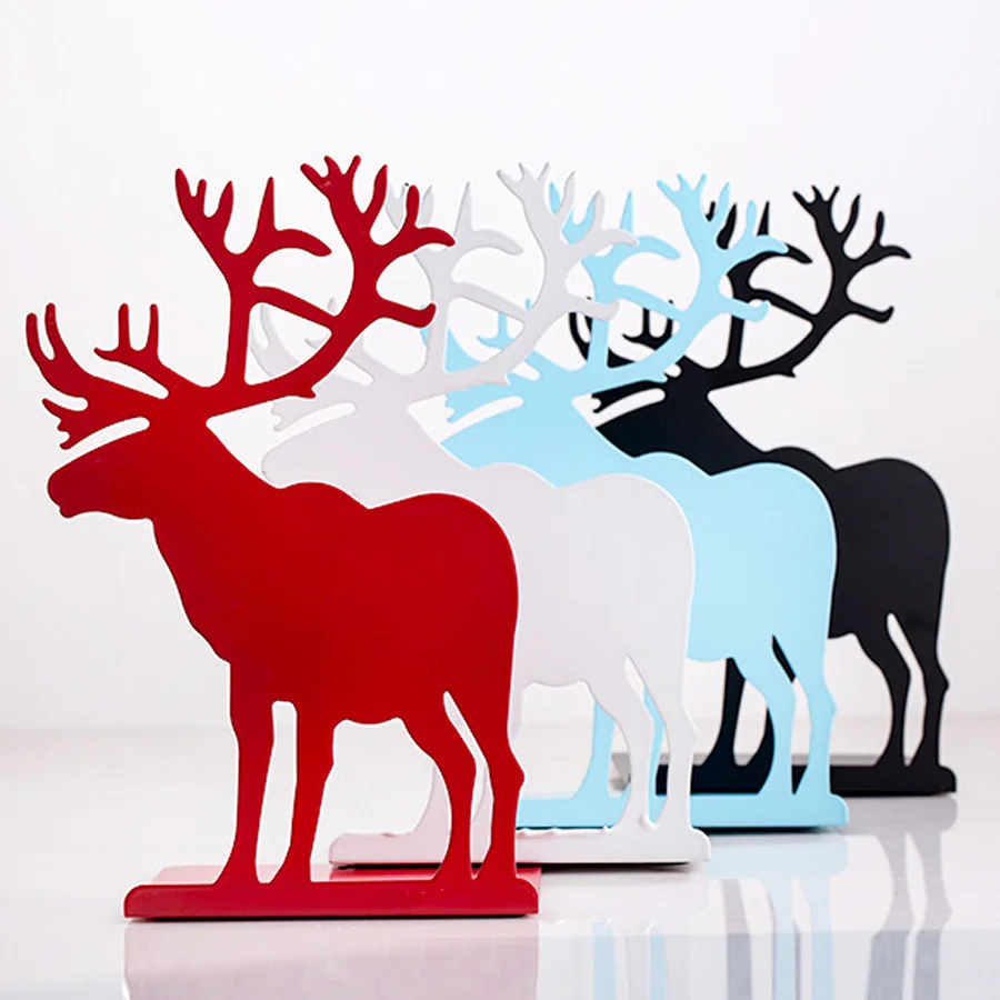 

2 pcs/set creative deer book holder for reading elk metal bookends Desktop holder stand book organizer stationery Christmas gift