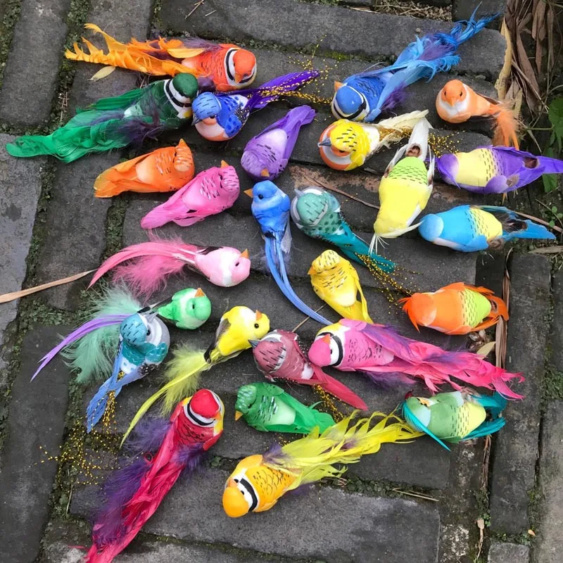 2pcs,Various Styles Decorative Foam Feather Birds,Artificial Craft Bird For Wedding Party home Garden decoration,kids toy gift