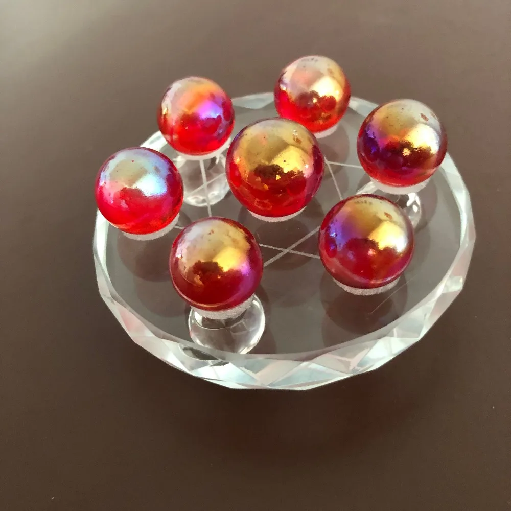 7pcs Brand new 100% natural red plating color red crystal ball lattice seven powder crystal ball treatment crystal ball