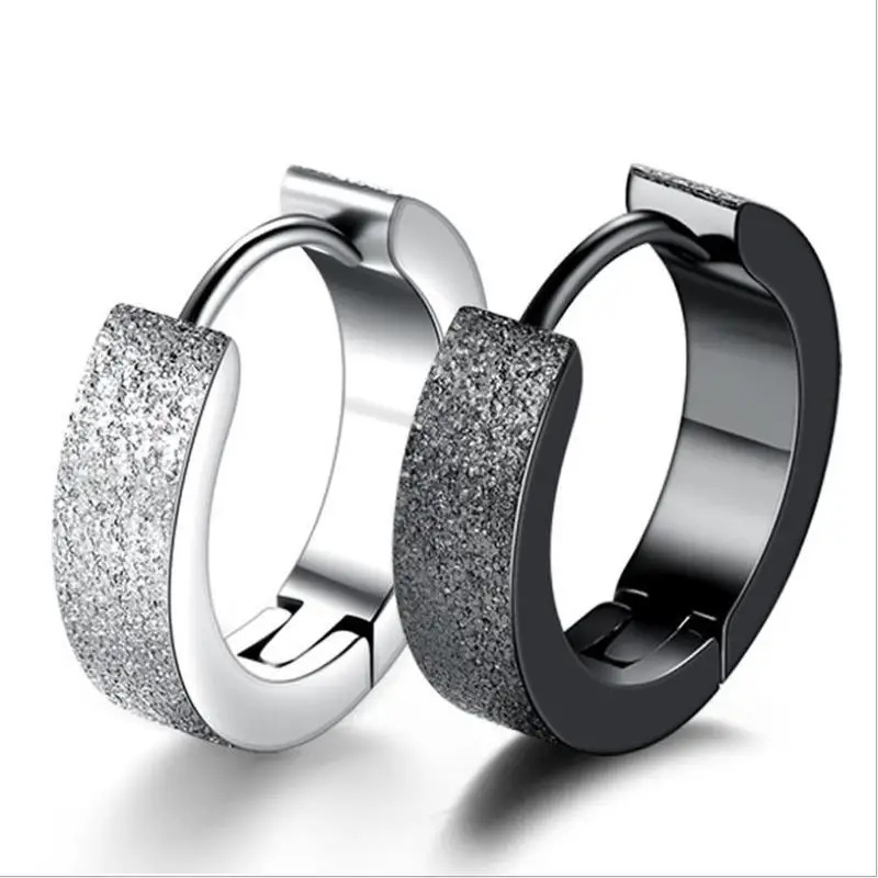 Vintage Gun Black Hoops Earrings For Men Party Accessories Cool Fashion Silver 925 Earring Male Jewelry For Boy Birthday Gift