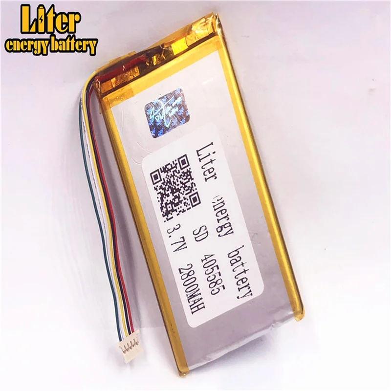 1.0MM 5pin connector 3.7V 405585 2800mAh tablet pc 7 inch MP4 MP5 Cells Rechargeable Li-polymer Battery