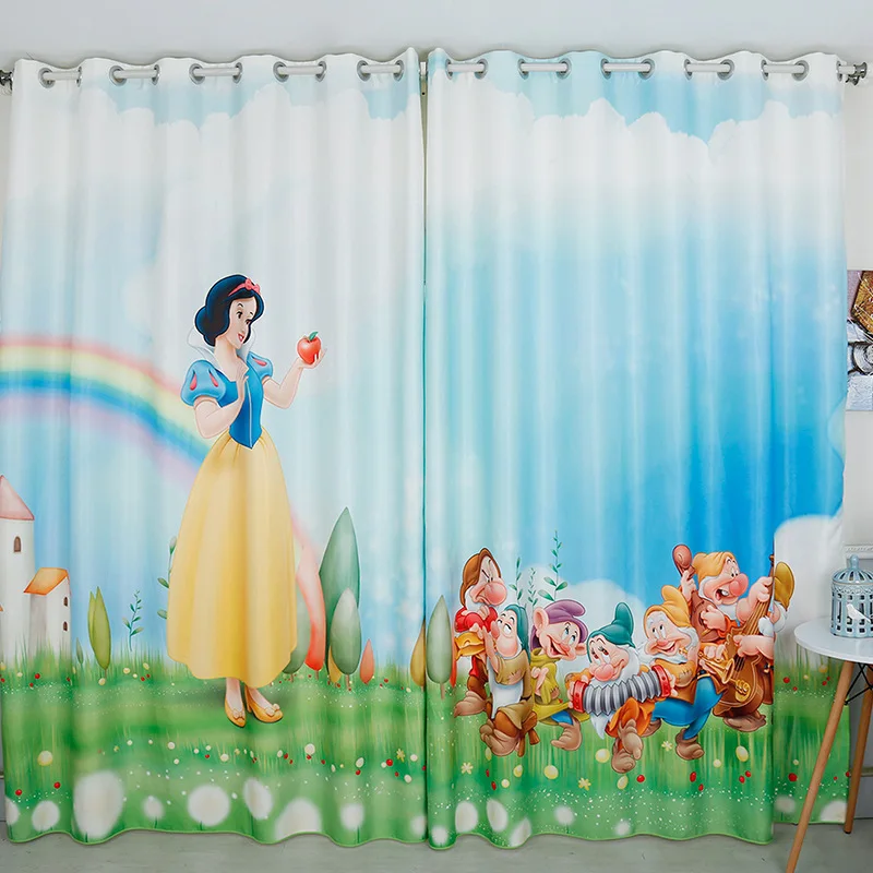 The New 3D Printing Snow Princess Cartoon Curtains Seven Children's Room Shade  Blackout Curtains