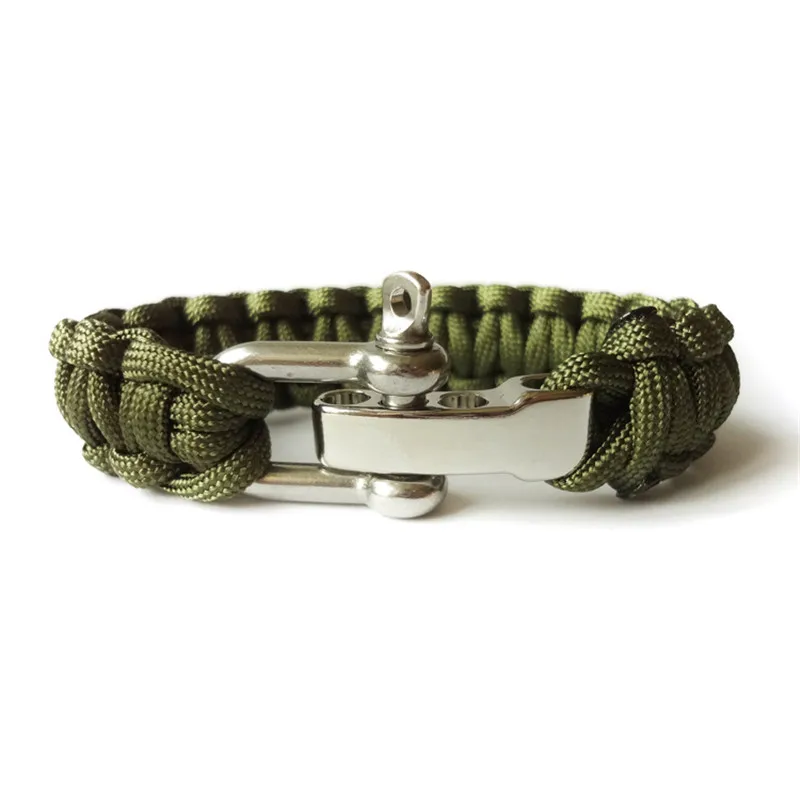 MKENDN 2017 Fashion Jewelry Sport Style Camping Parachute cord Survival Bracelet Men with Stainless Steel Shackle Buckle