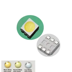 Diode électroluminescente LED SMD ultra lumineuse, puce blanche, montage en surface, lampe à perles SMT, pratique du bricolage, 60ma, 100 pièces, 5050