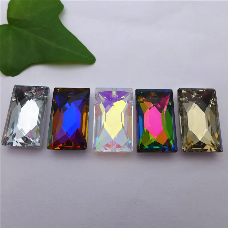 Oblong Shape Crystals 12*24mm Glass Rectangle Pendants Women Jewelry Earring DIY Accessories Charms Necklace Free Shipping 48pcs