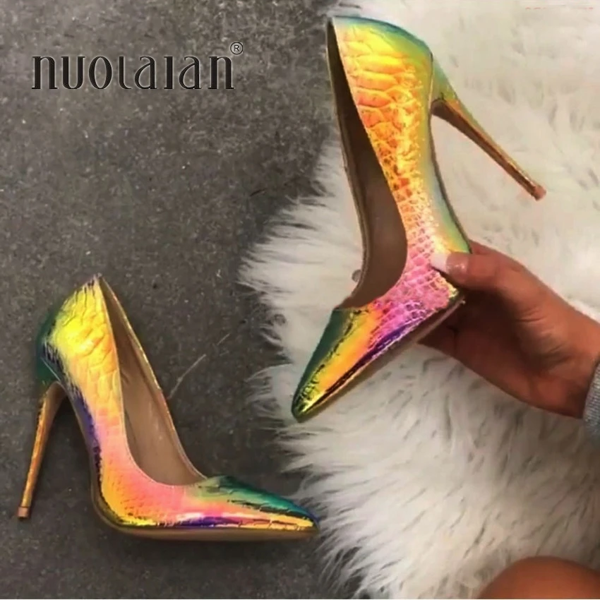 2019 marka moda damskie buty na wysokim obcasie wąż drukowanie kobiet buty Stiletto 12 cm/10 cm/8 cm wysokość obcasa wesele Sexy kobiety pompy