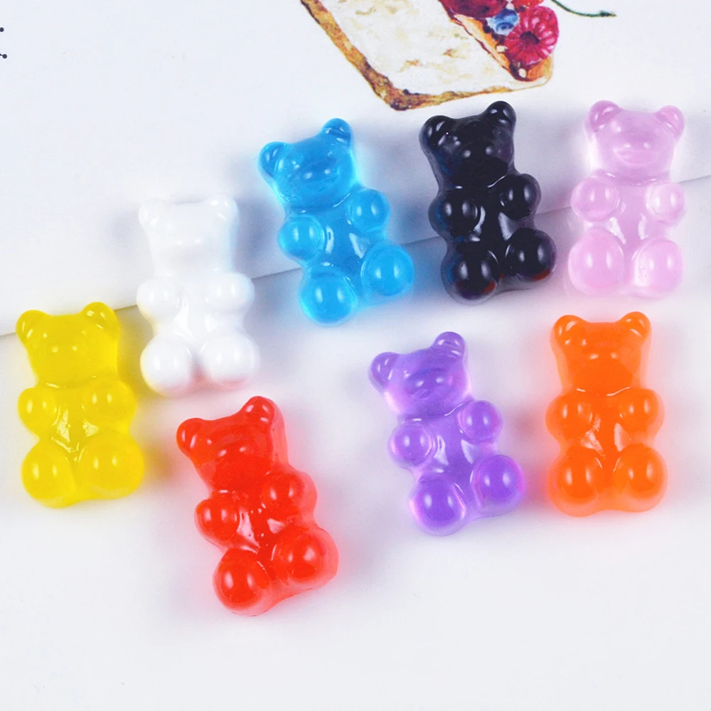 10Pcs Resin Simulated Bear Decoration Crafts Kawaii DIY Embellishments For Scrapbooking Decoration Accessories Kids Toy DIY Kit