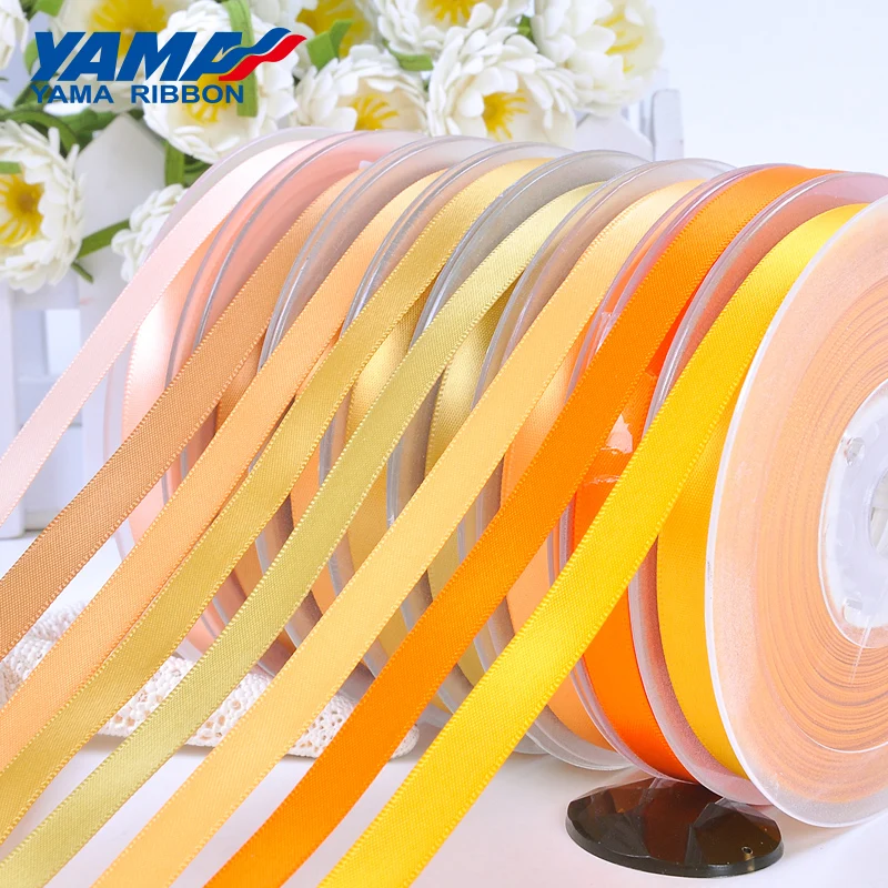 YAMA 25 28 32 38 mm 100yards/lot Double Face Satin Ribbon Light Dark Yellow for Party Wedding Decoration Handmade Rose Flowers