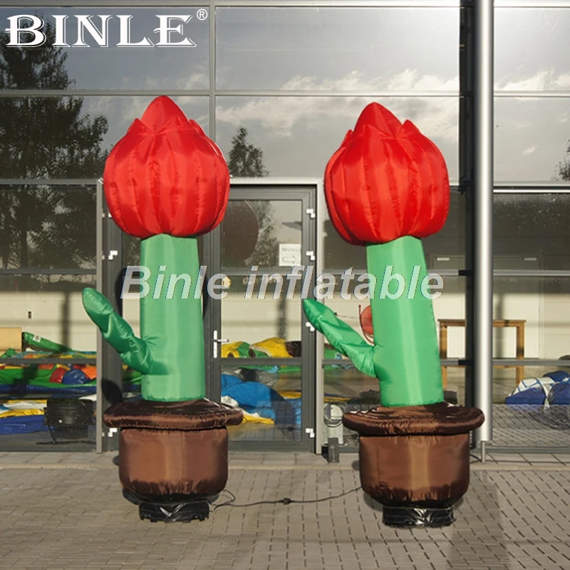 

Hot sale wedding party decoration 2mH inflatable tulip flower tree with led lights base blower for sale