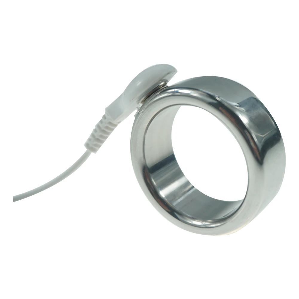 DIY 5sizes for choose electric shock stainless steel penis cock ring vibrator metal electro stimulation accessory sex toys