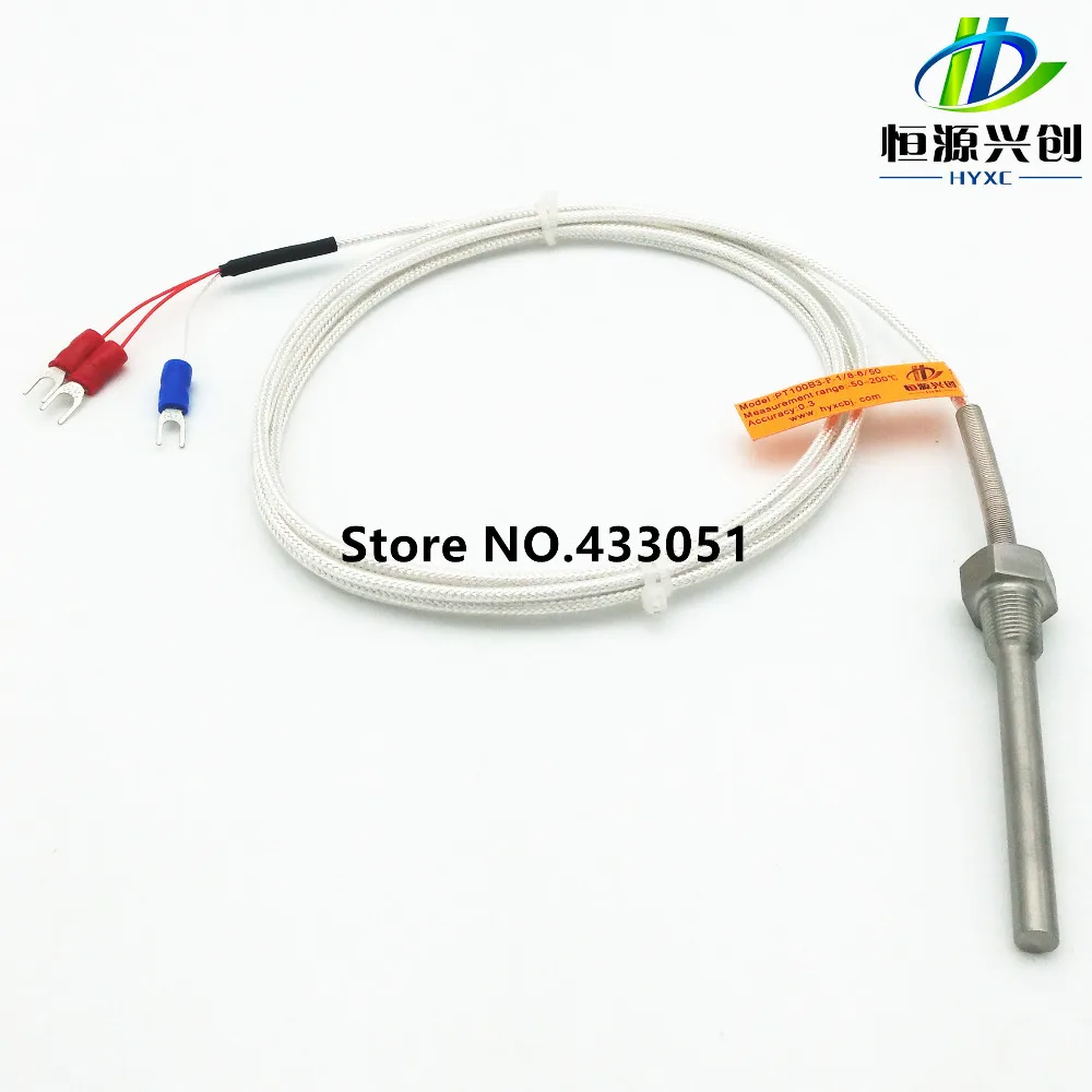 RTD Pt100 Probe Sensor L 100mm PT NPT 1/2'' Thread with Lead Wire  Free shipping