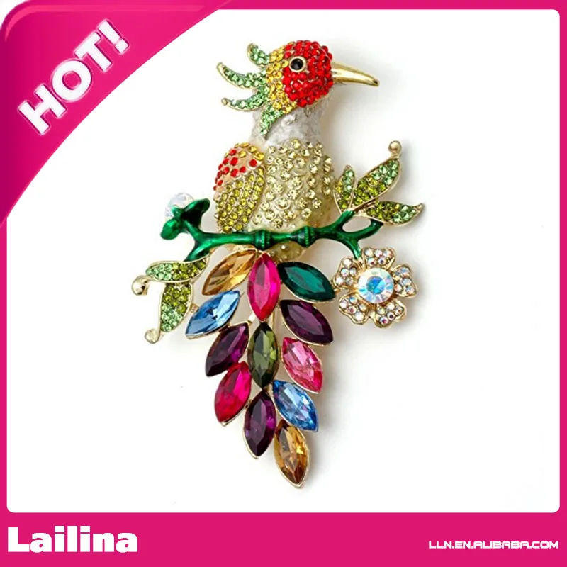 

4" Colorful Crystal Bird Brooch Pin Fashion Jewerly