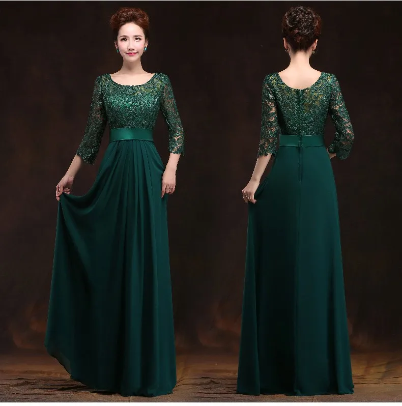 2016 New Arrival O-neck A-line Floor-Length Long Chiffon Plus Size Mother Of The Bride Dresses With Lace Sleeves For Wedding