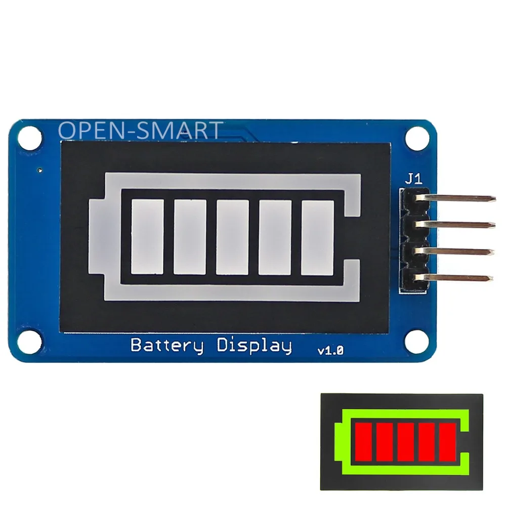 Battery Display Red inside and Green outside Battery Style Digital Tube LED Battery Level Display Module for Arduino