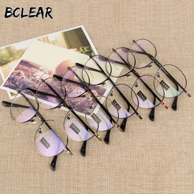 

BCLEAR Fashion male and female retro round frame glasses metal alloy eyeglasses men and women flat unisex optical frame S801